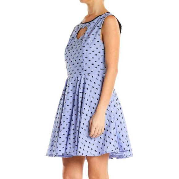 Ducks in a Row Purple Dog Print Heart Cutout Fit & Flare Dress, size S - Picture 3 of 14